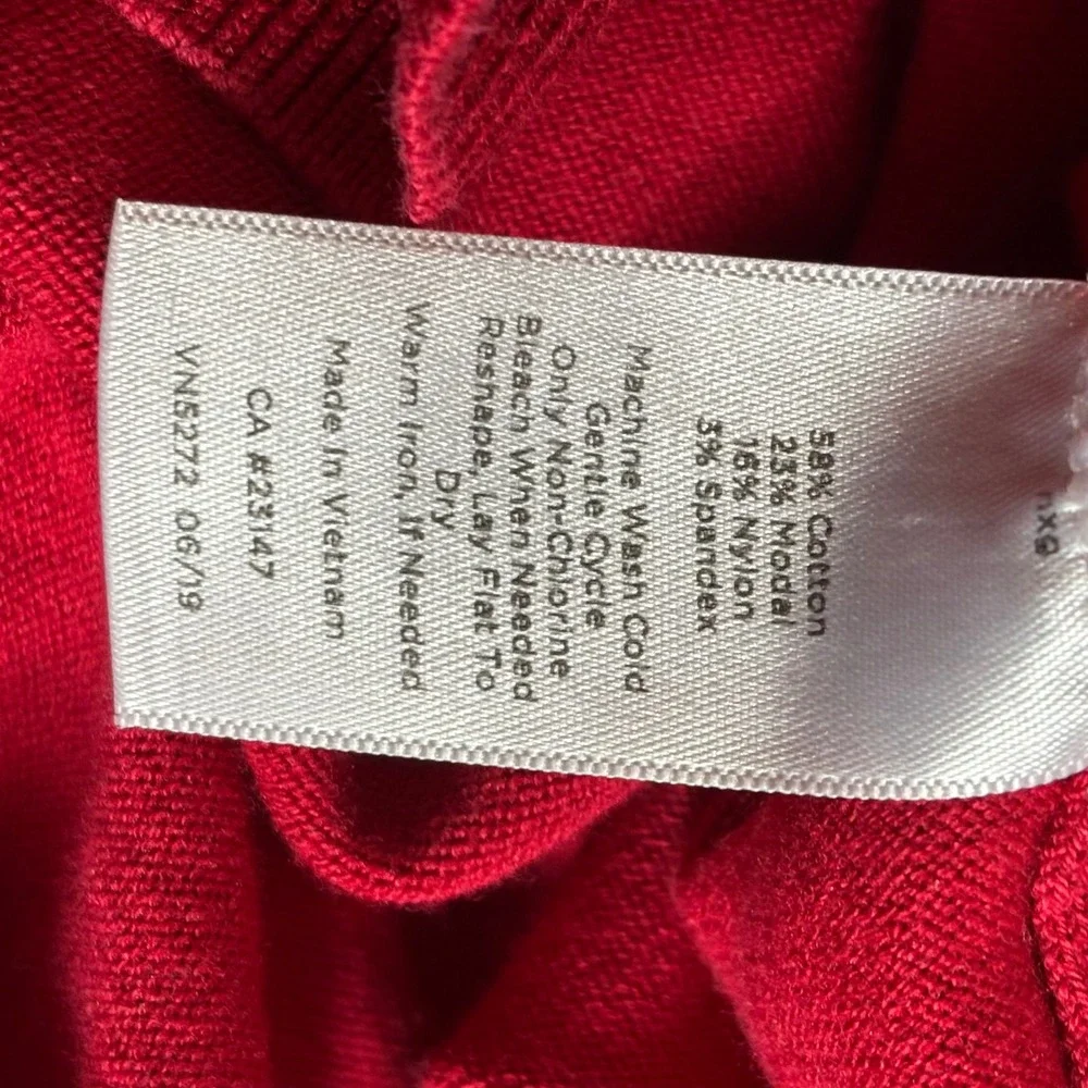 Talbots Red Turtleneck Sweater Long Sleeve Button Cuff Cotton Modal Small VN5272